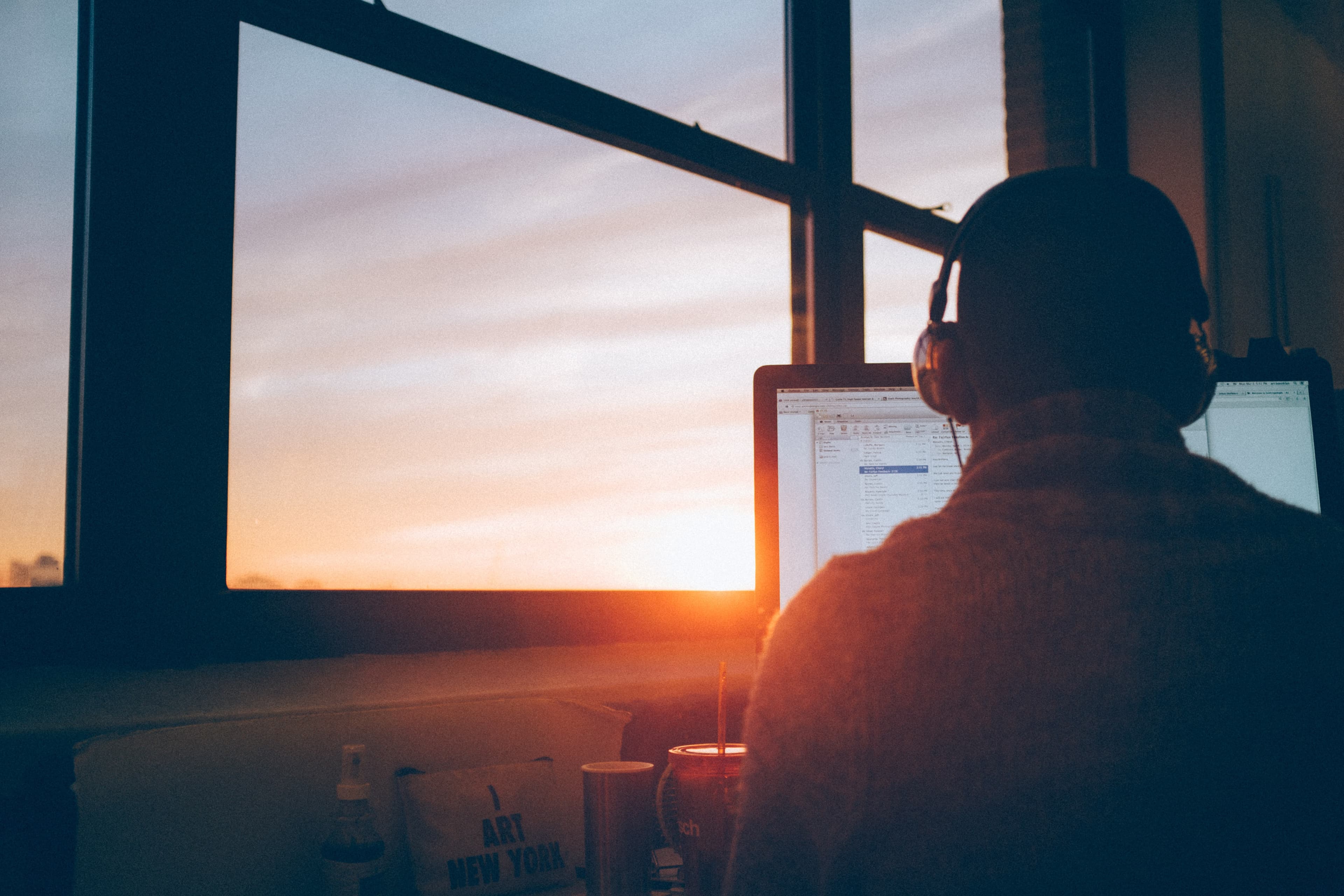 working remote with headphones