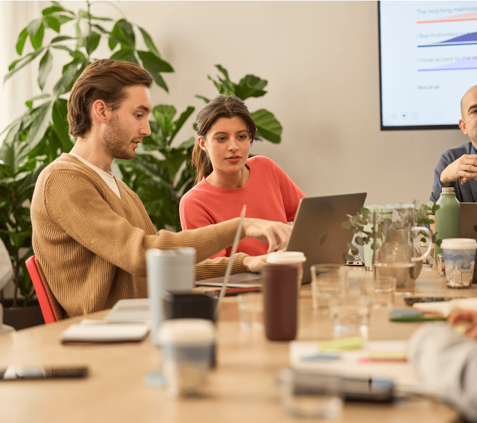 Two people in a meeting