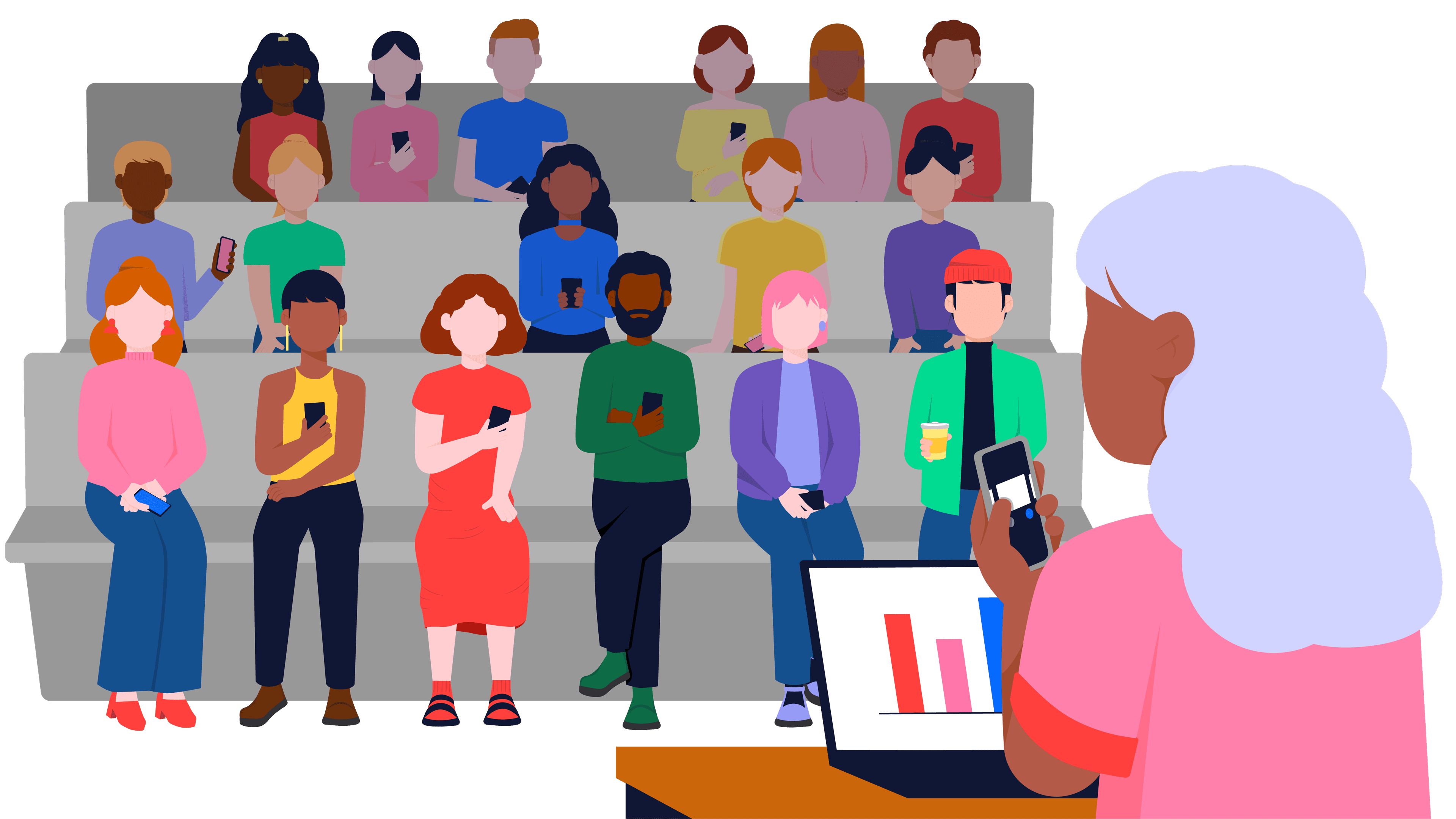 Illustration of a presenter in front of an audience