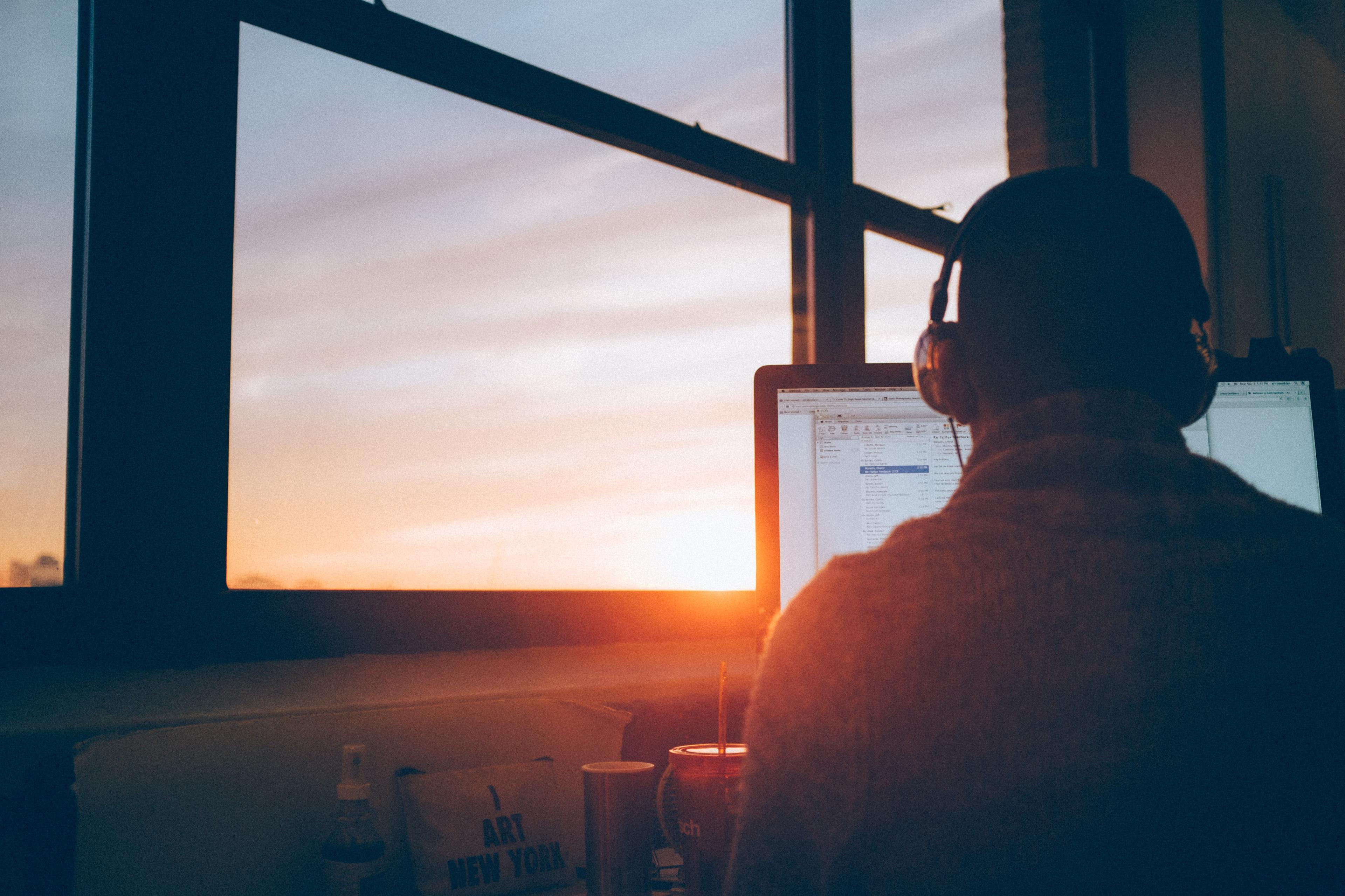 working remote with headphones