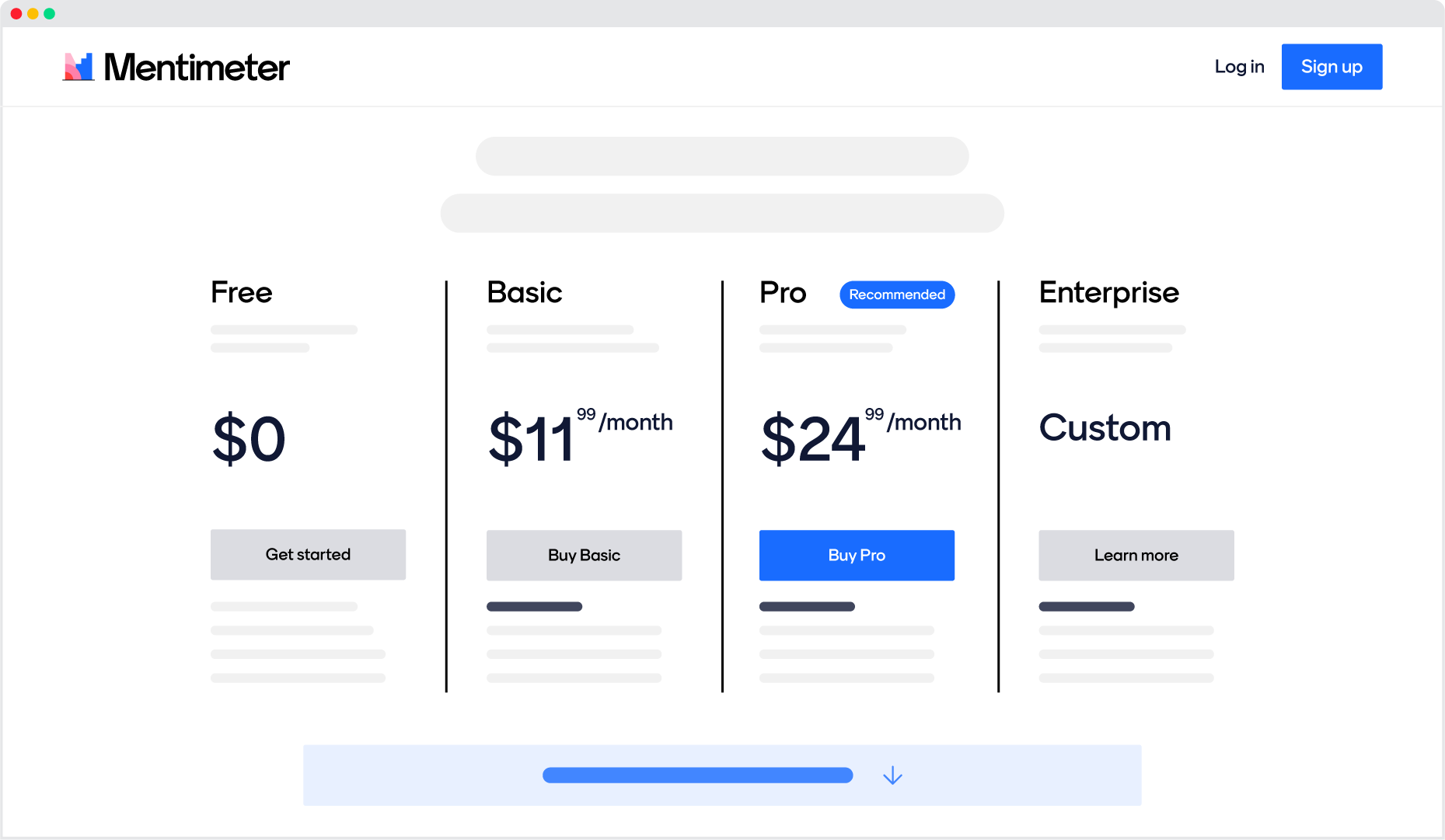 Mentimeter Pricing Screen